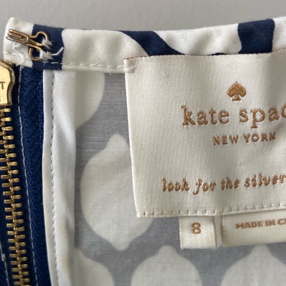 Kate Spade dress. Navy/white pattern. Size 8. Slim fitting;a little stretch. - Picture 3 of 3